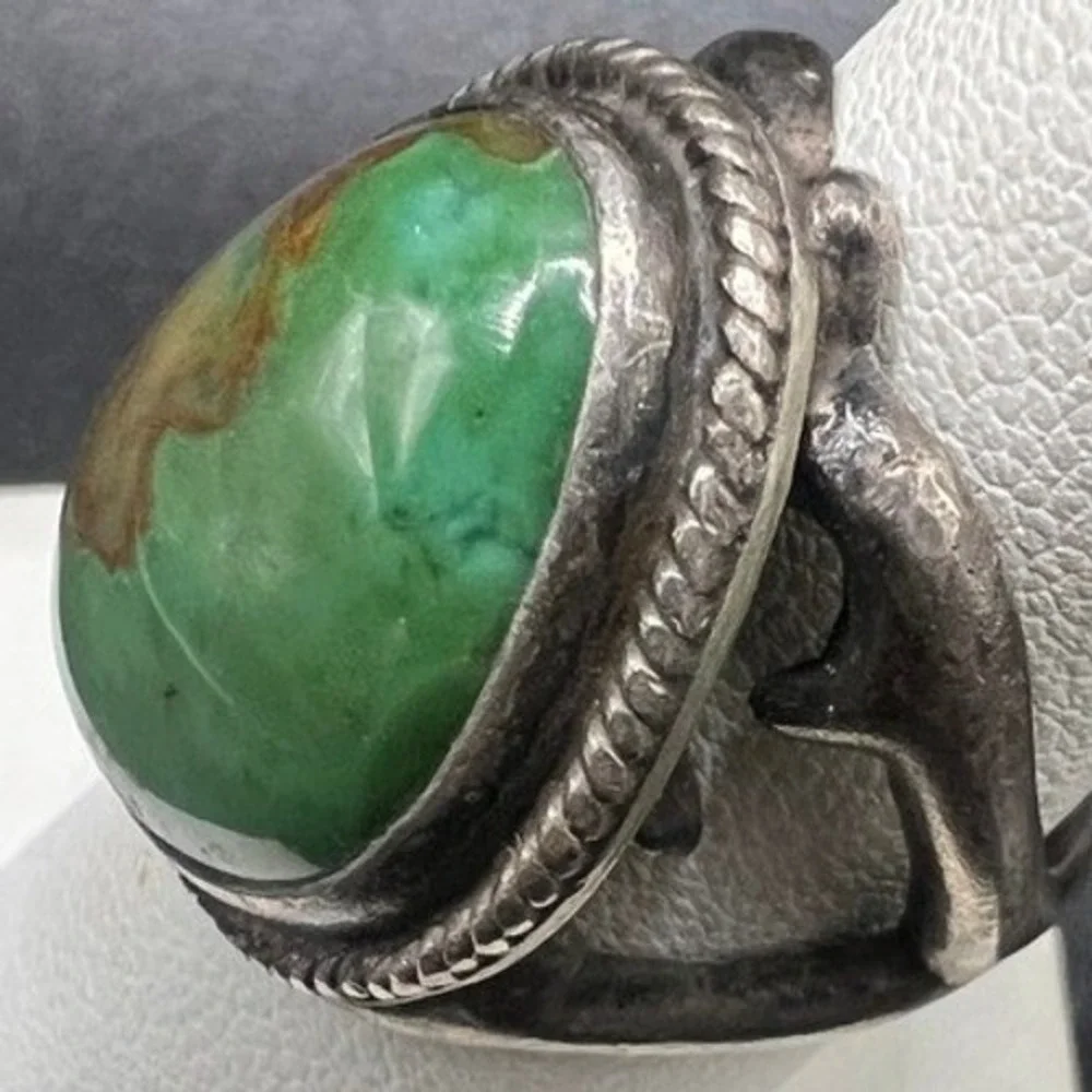 Vintage Sterling Silver Turquoise Ring Southwestern Sz 7.5 13g‎ READ